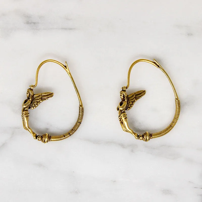 Ancient Greek Replica Silver Gilt Angel Hoops from MMA