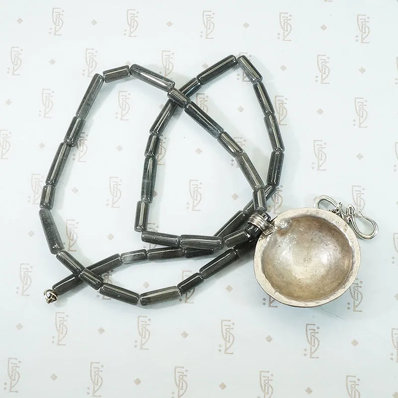 Antique Domed Disc on Grey Stone Beads by Ancient Influences