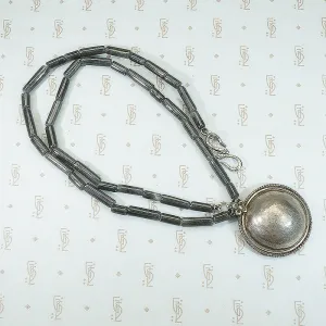 Antique Domed Disc on Grey Stone Beads by Ancient Influences