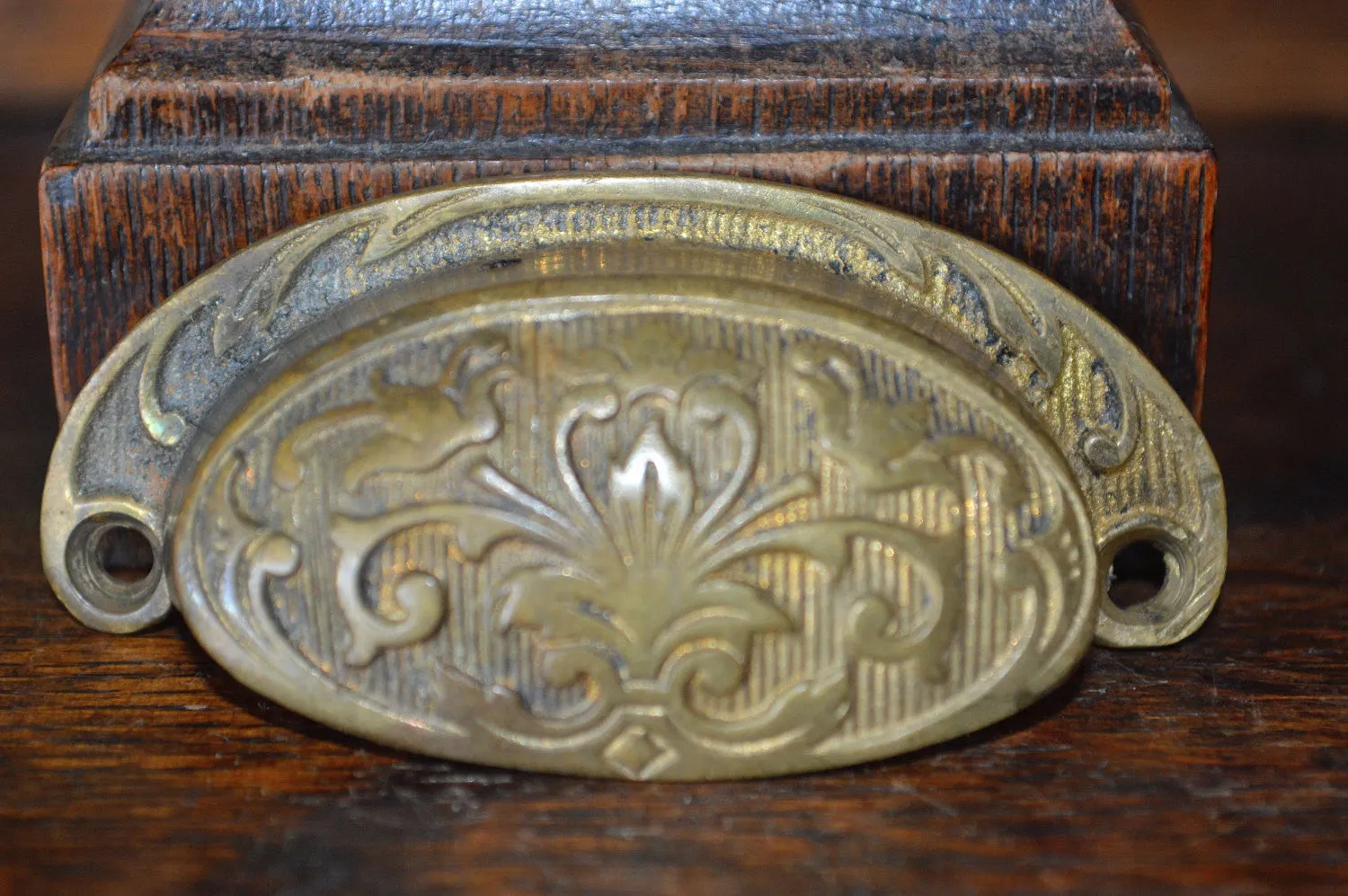 Antique French Bronze Cup Bin Pull Cabinet Drawer Handle Hardware