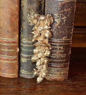 Antique French Bronze Garland Ormolu Floral Bow Mount Trim Hardware