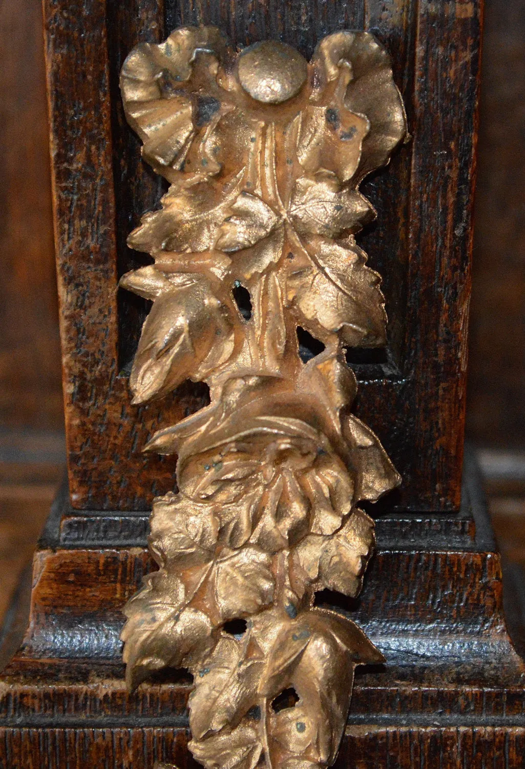 Antique French Bronze Garland Ormolu Floral Bow Mount Trim Hardware