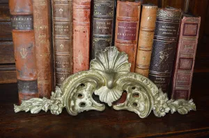 Antique French Bronze Pediment Shell Ormolu Mount Hardware