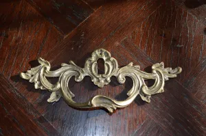 Antique French Drawer Pull Escutcheon Handle Bronze Hardware
