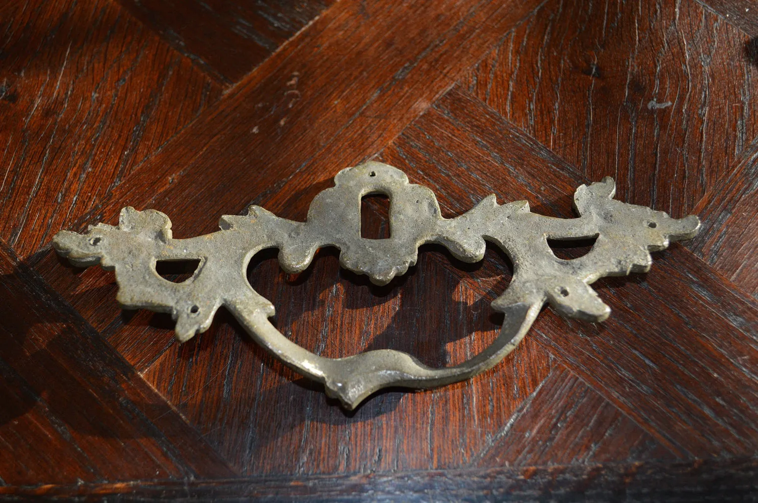 Antique French Drawer Pull Escutcheon Handle Bronze Hardware