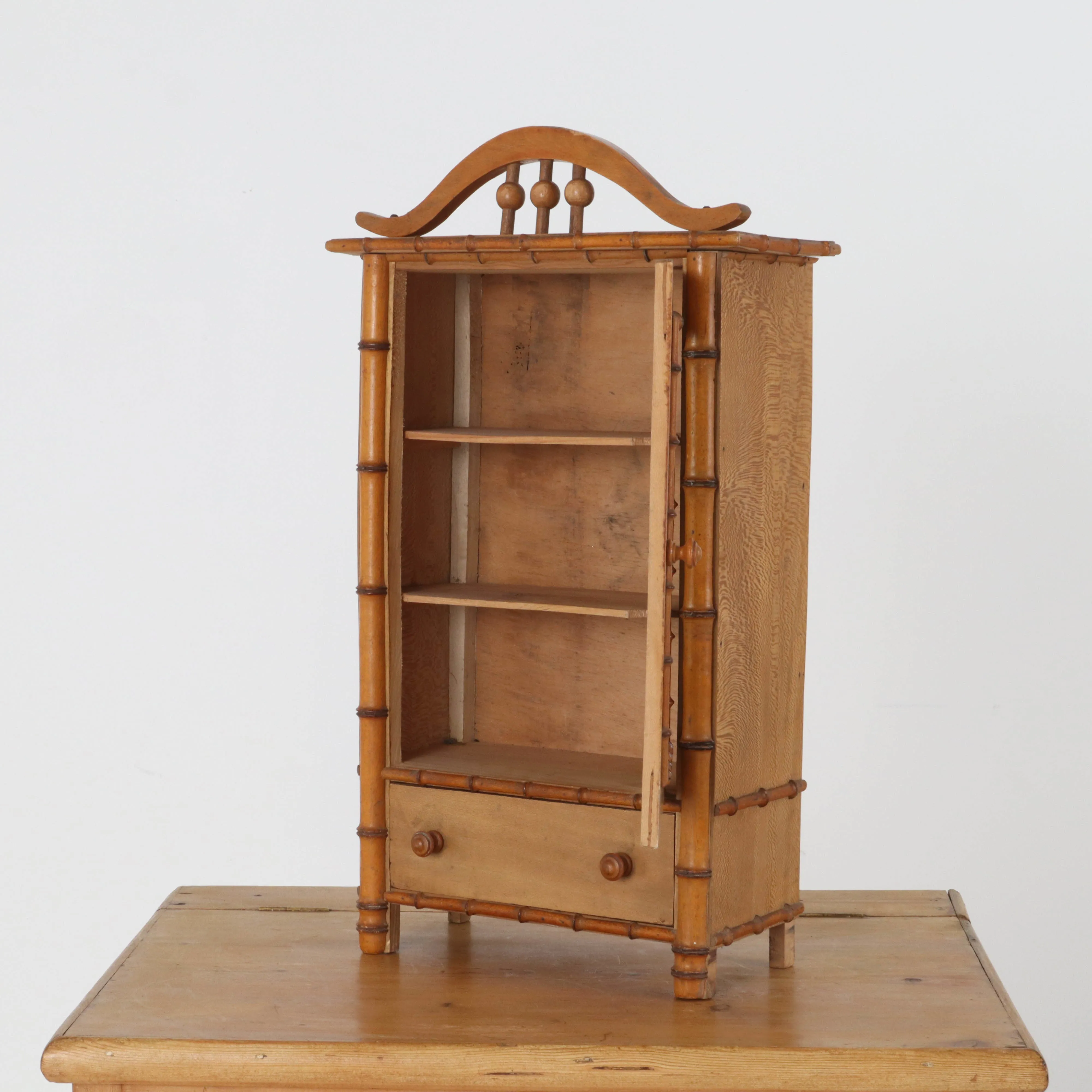 Antique French Faux Bamboo Makers Armoire c1910