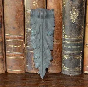 Antique French Pediment Trim Dark Bronze Small Acanthus Hardware Mount