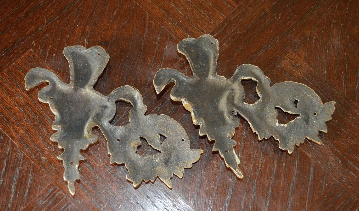 Antique Frenchman Pediment Bronze Renaissance Mount Hardware