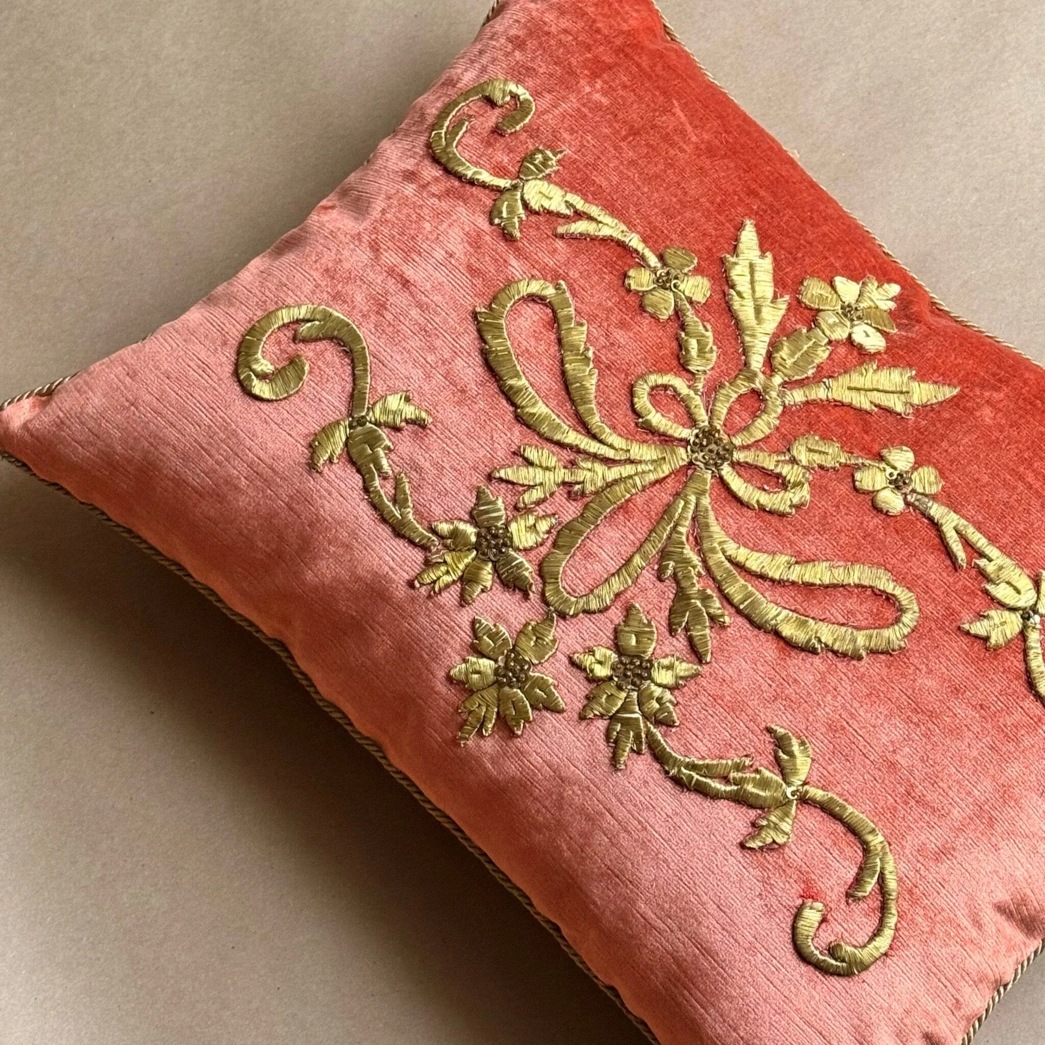 Antique Ottoman Empire Raised Gold Metallic Embroidery (#E010425 | 14" x 18.5")