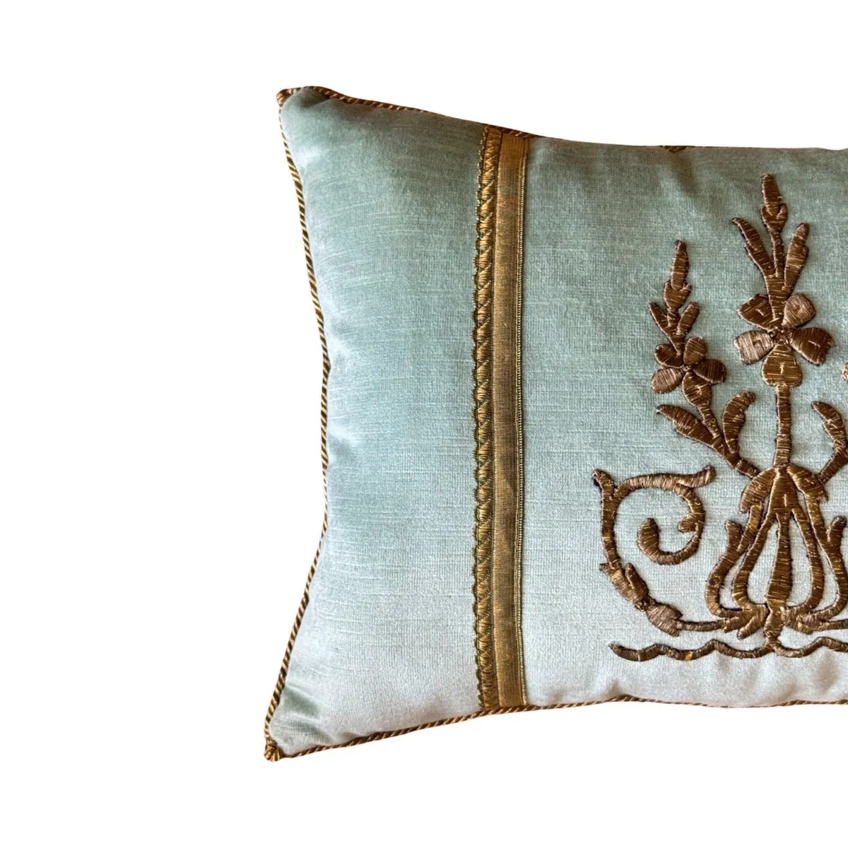 Antique Ottoman Empire Raised Gold Metallic Embroidery (#E130623A&B | 13 x 18")
