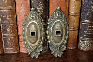 Antique Pair French Backplates Bronze Door Mount Hardware