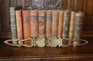 Antique Pair French Door Handles Escutcheon Shell Design Hardware