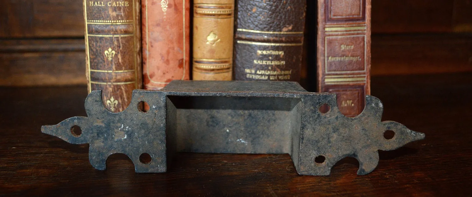 Antique Trunk Pull Cast Iron Fleur De Lis Heavy Handle Hardware