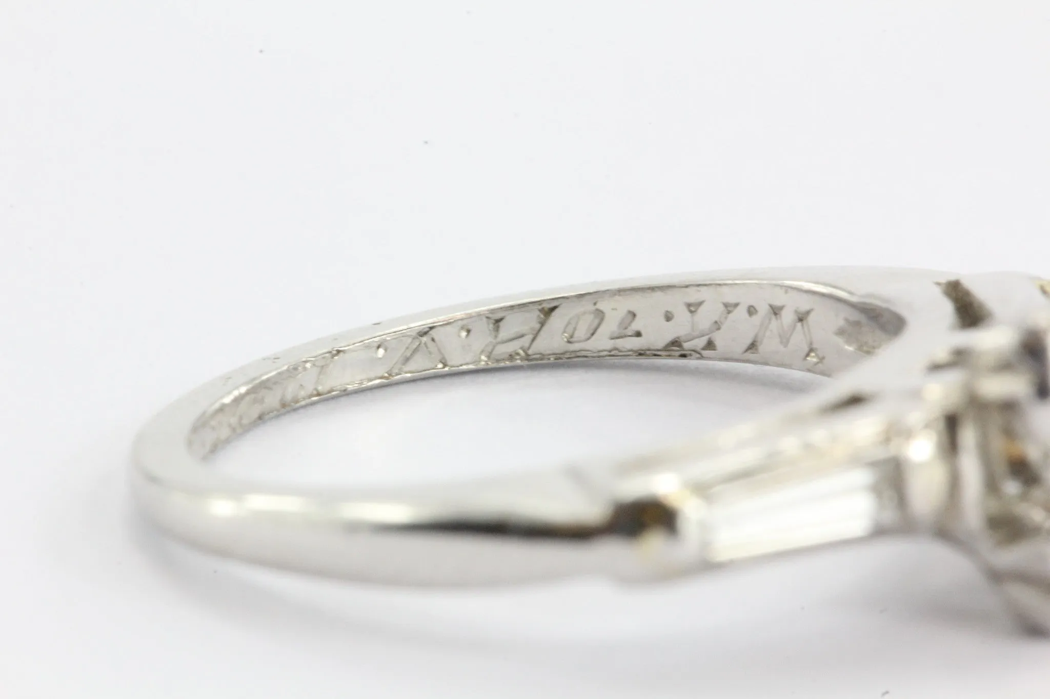 Art Deco Platinum 1.05 TCW Diamond Engagement Ring