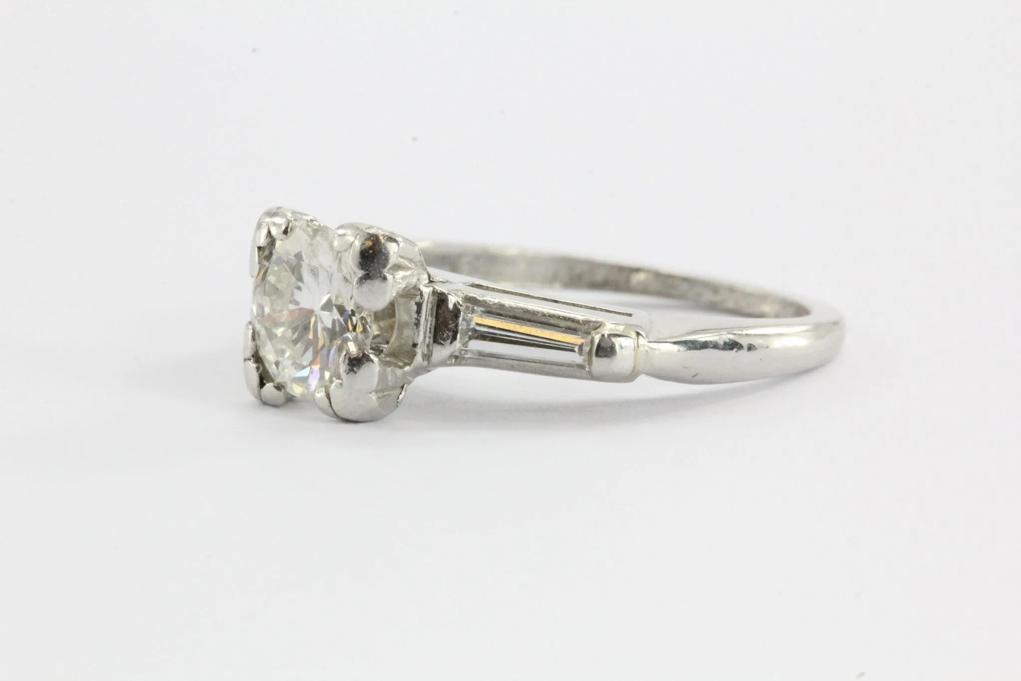 Art Deco Platinum 1.05 TCW Diamond Engagement Ring