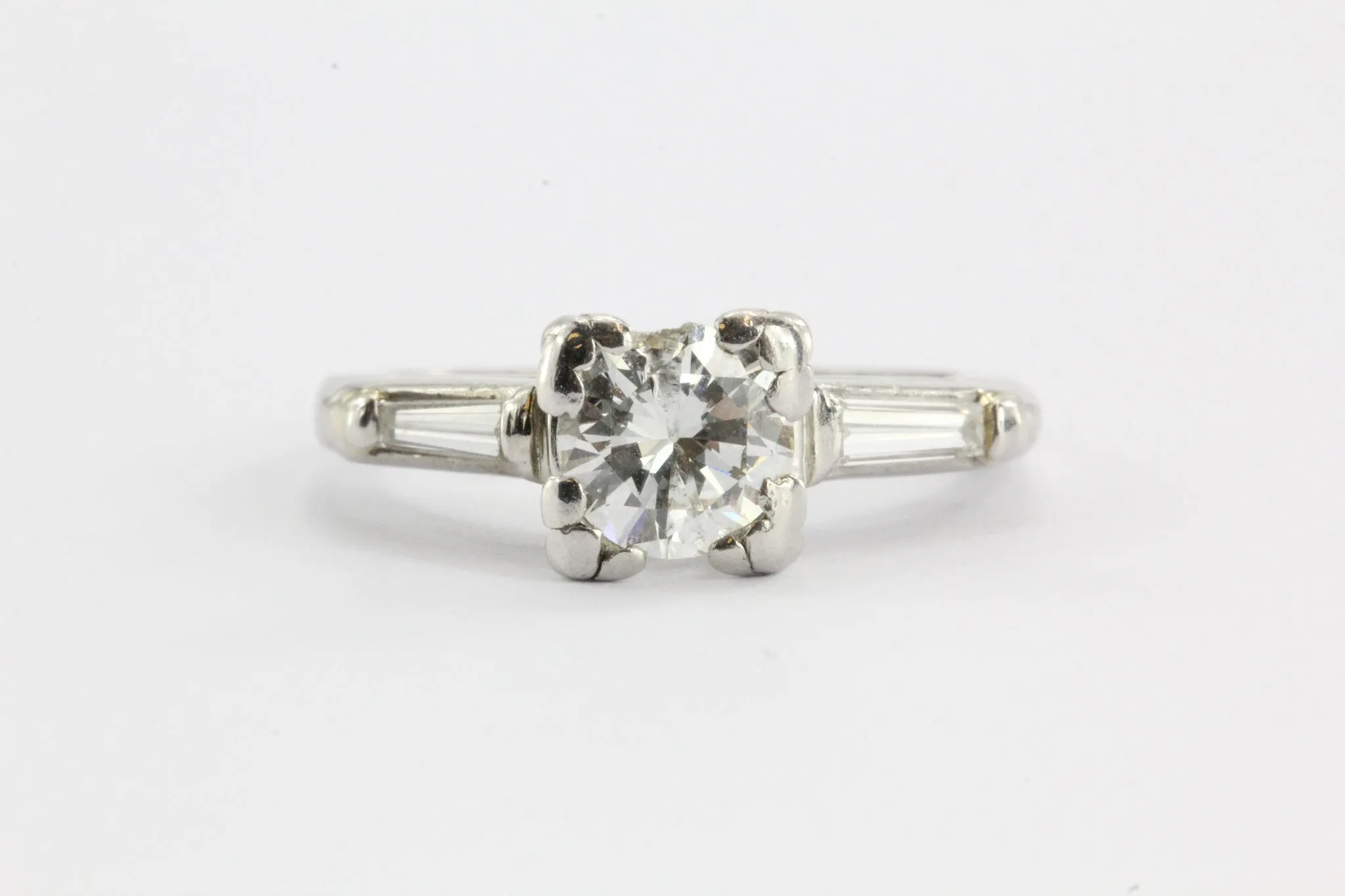 Art Deco Platinum 1.05 TCW Diamond Engagement Ring
