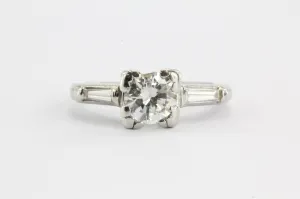 Art Deco Platinum 1.05 TCW Diamond Engagement Ring