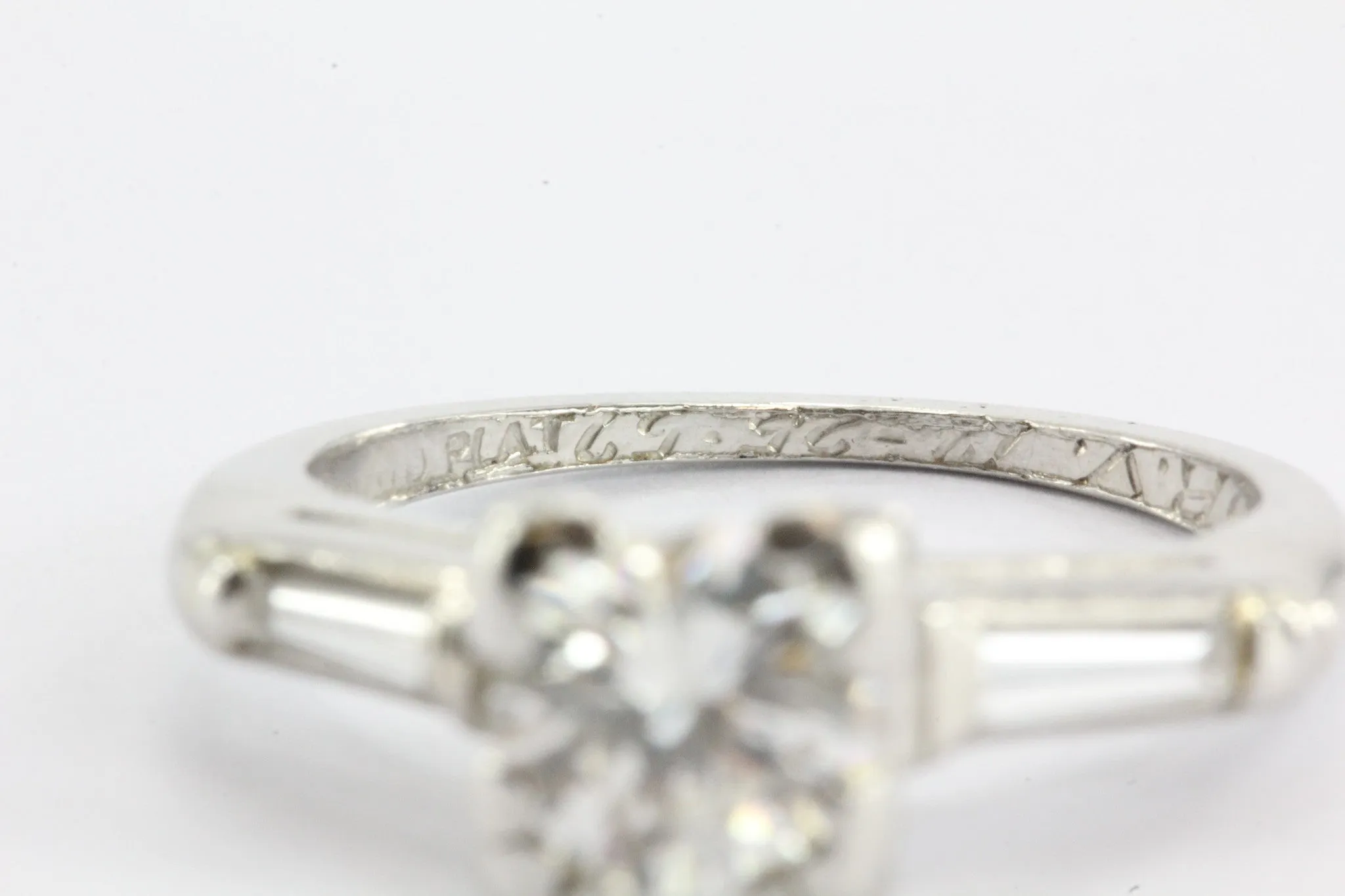 Art Deco Platinum 1.05 TCW Diamond Engagement Ring