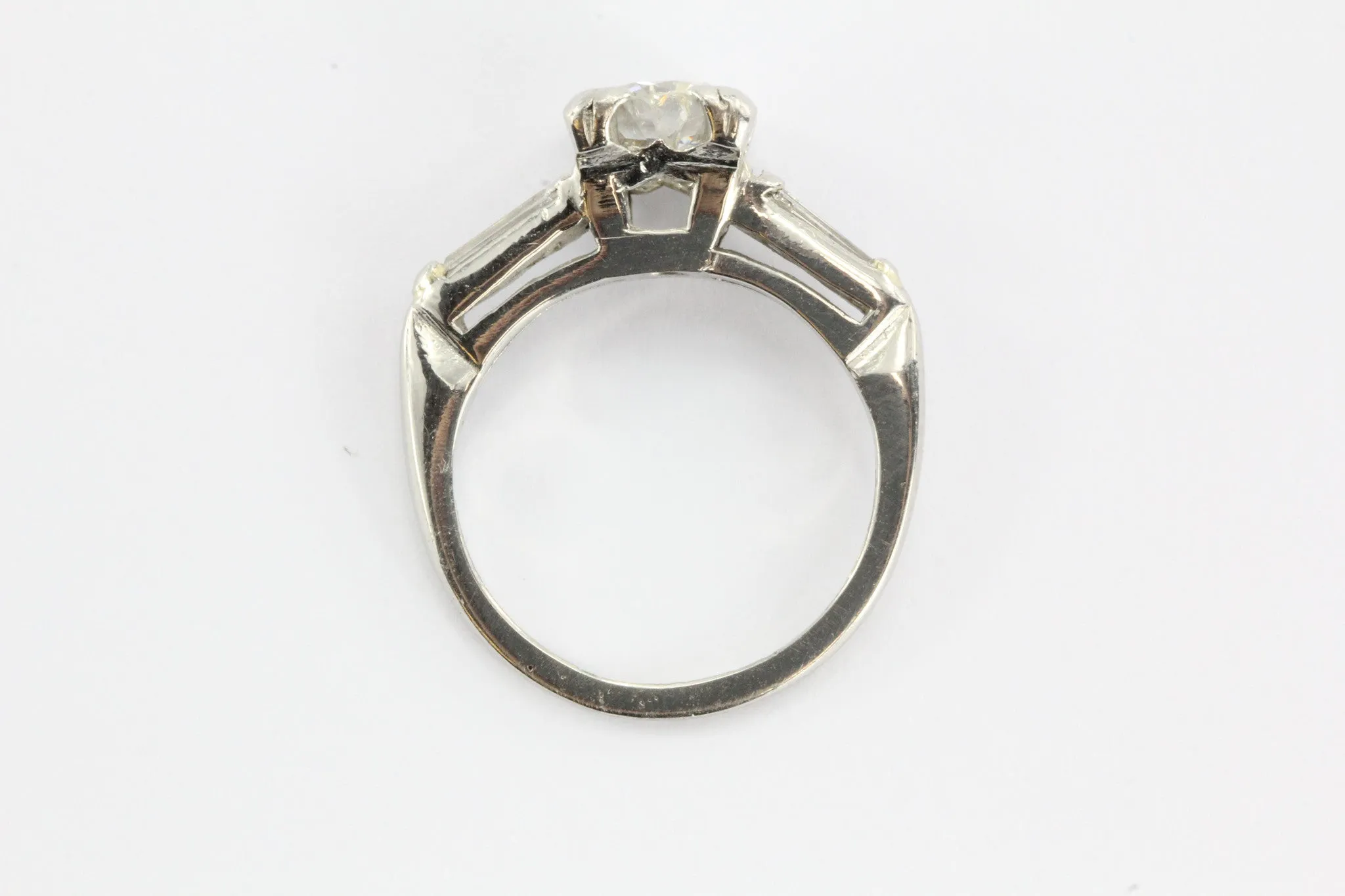 Art Deco Platinum 1.05 TCW Diamond Engagement Ring