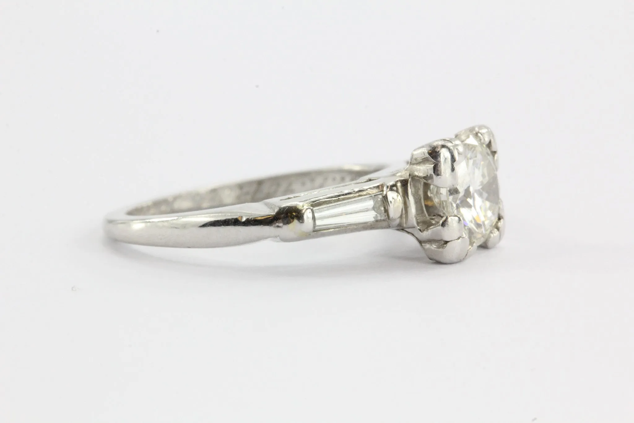 Art Deco Platinum 1.05 TCW Diamond Engagement Ring