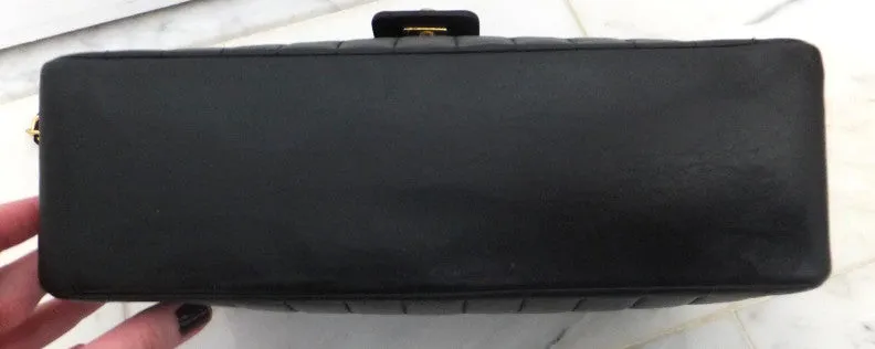 Authentic Chanel Vintage Vertical 10" 2.55 Black Flapover