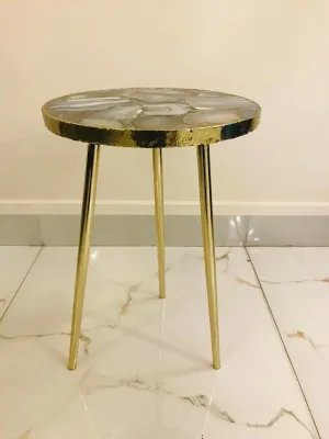 Banded Agate Round Edge Accent Table
