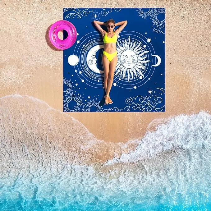 Beach Blanket Waterproof Sandproof Beach Mat 79" X 83" /10'x9'for 2-8 Adults Quick Drying Outdoor Picnic Mat Beach Accessories for Travel, Camping, Hiking