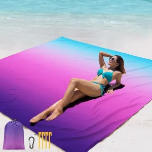 Beach Blanket Waterproof Sandproof Beach Mat 79" X 83" /10'x9'for 2-8 Adults Quick Drying Outdoor Picnic Mat Beach Accessories for Travel, Camping, Hiking