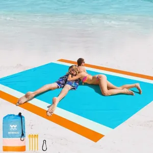 Beach Blanket Waterproof Sandproof Beach Mat 79" X 83" /10'x9'for 2-8 Adults Quick Drying Outdoor Picnic Mat Beach Accessories for Travel, Camping, Hiking