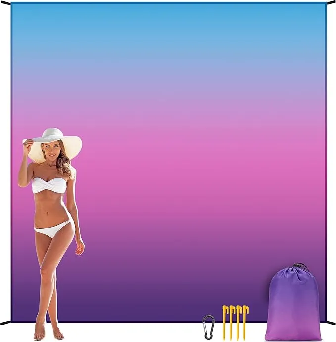 Beach Blanket Waterproof Sandproof Beach Mat 79" X 83" /10'x9'for 2-8 Adults Quick Drying Outdoor Picnic Mat Beach Accessories for Travel, Camping, Hiking