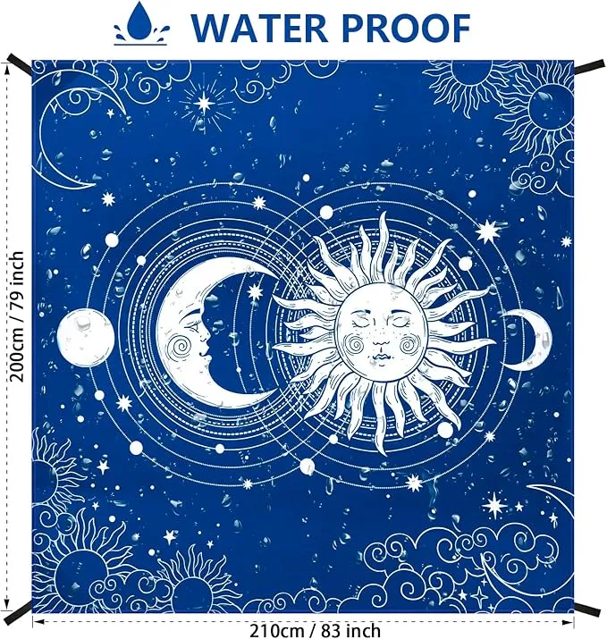 Beach Blanket Waterproof Sandproof Beach Mat 79" X 83" /10'x9'for 2-8 Adults Quick Drying Outdoor Picnic Mat Beach Accessories for Travel, Camping, Hiking