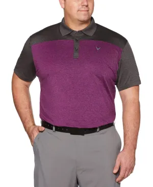 Big & Tall Ventilated Heathered Color Block Polo with Chevron