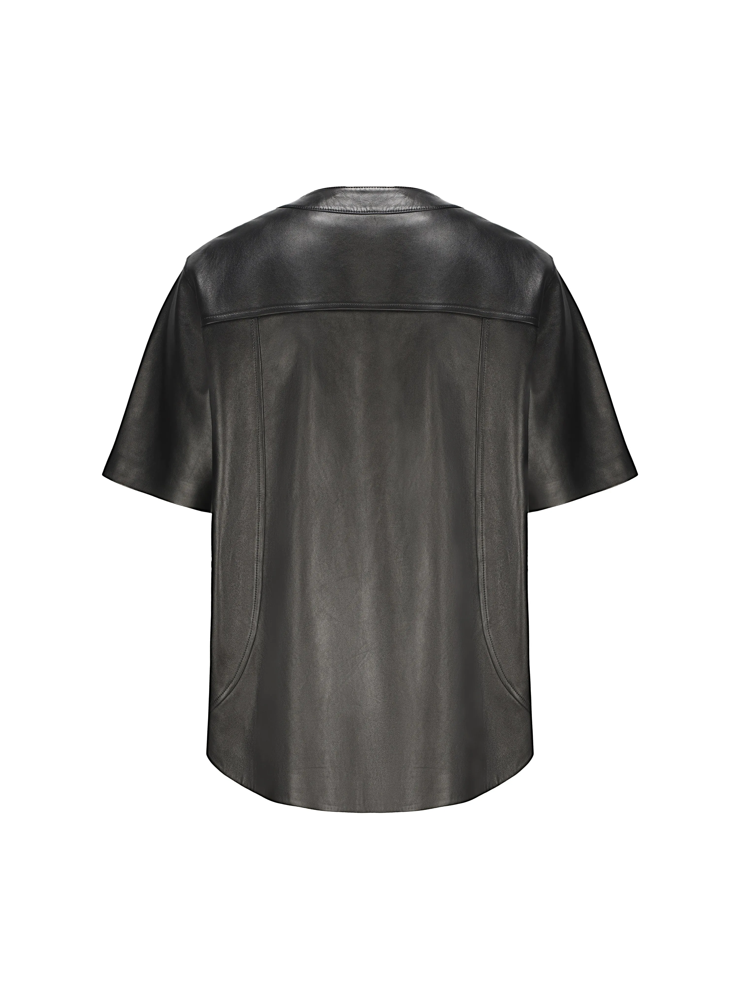 Black Leather Baseball Shirt