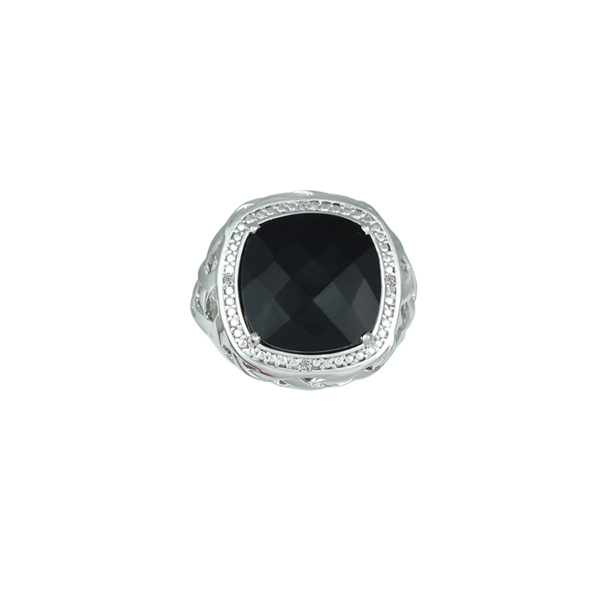 Black Onyx and Diamond Accent Fashion Ring