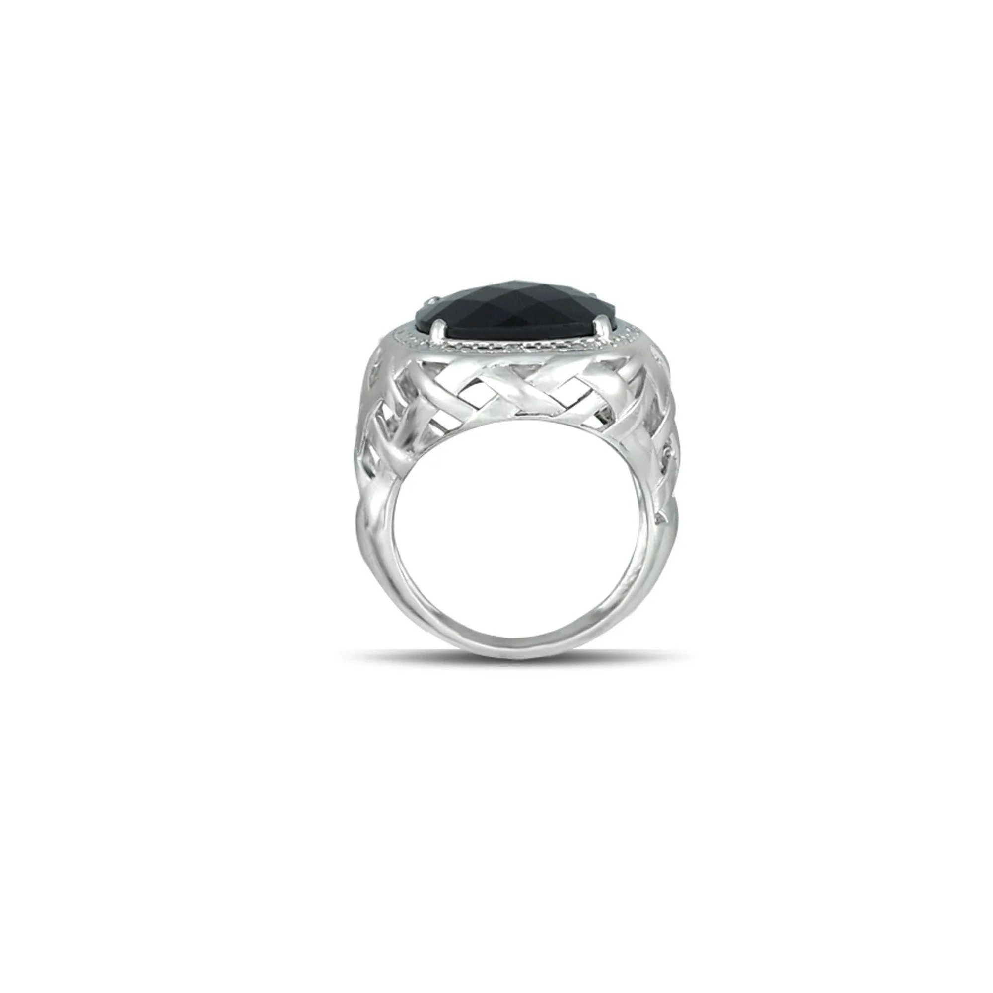 Black Onyx and Diamond Accent Fashion Ring