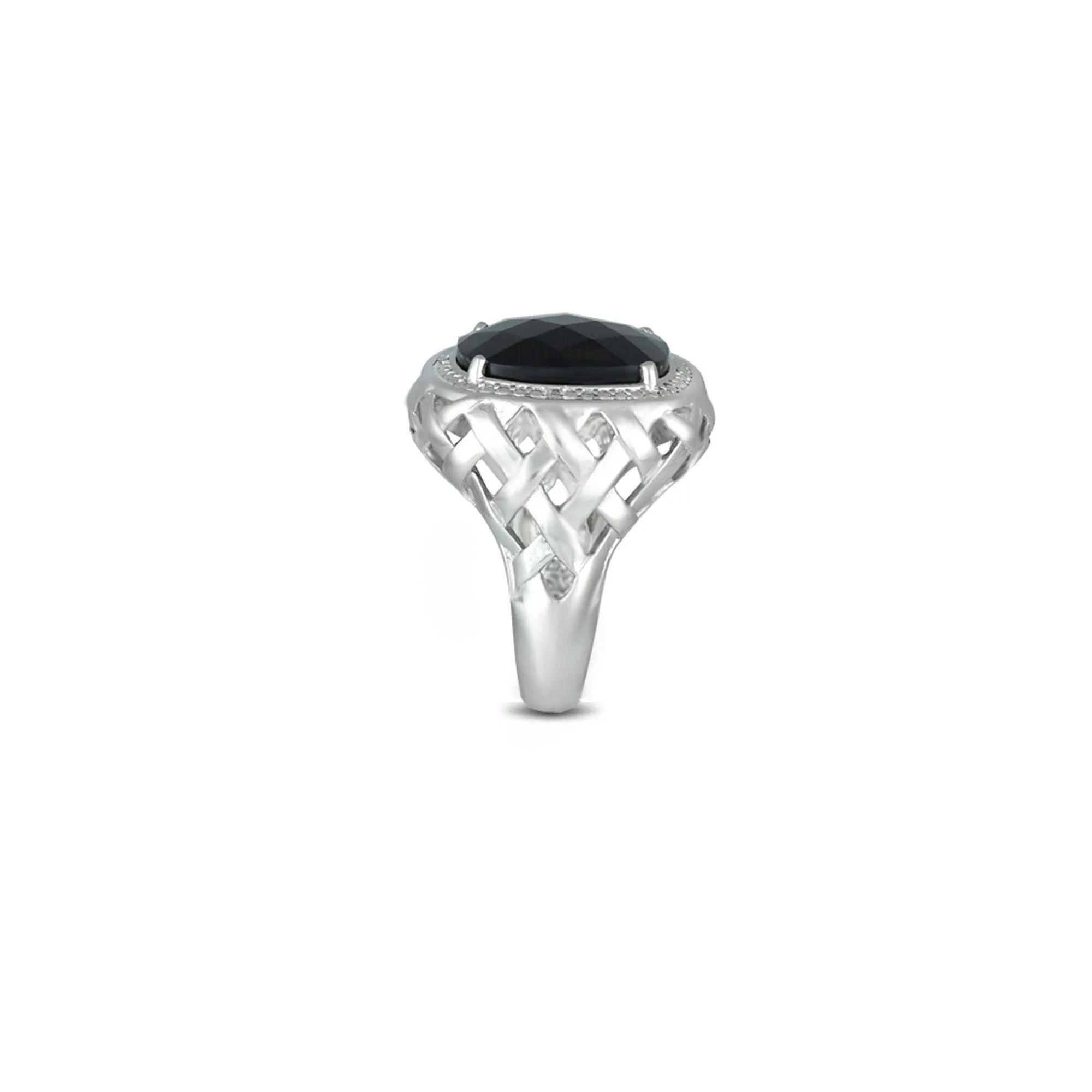 Black Onyx and Diamond Accent Fashion Ring
