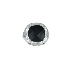 Black Onyx and Diamond Accent Fashion Ring