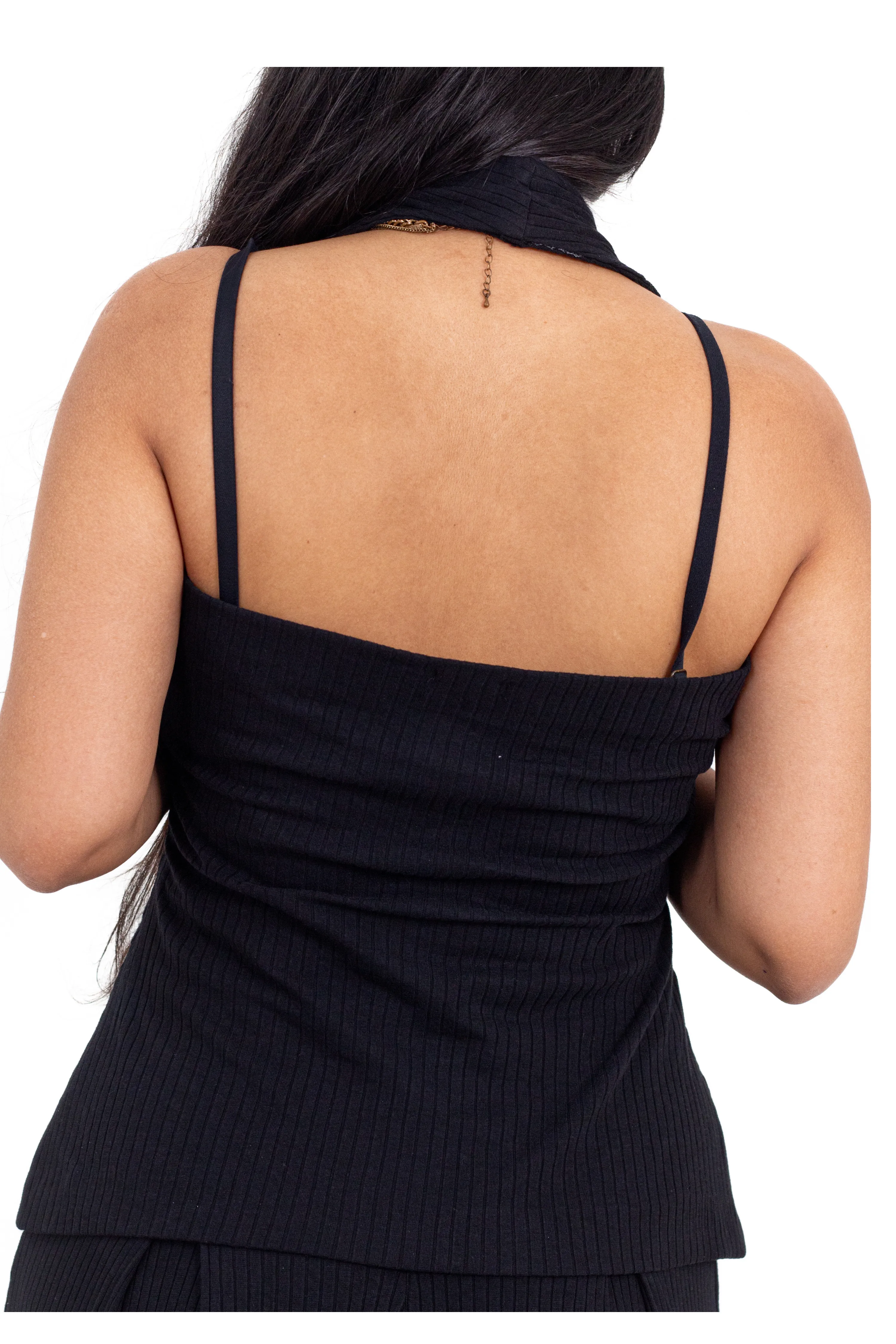 Black Ribbed Halter Top