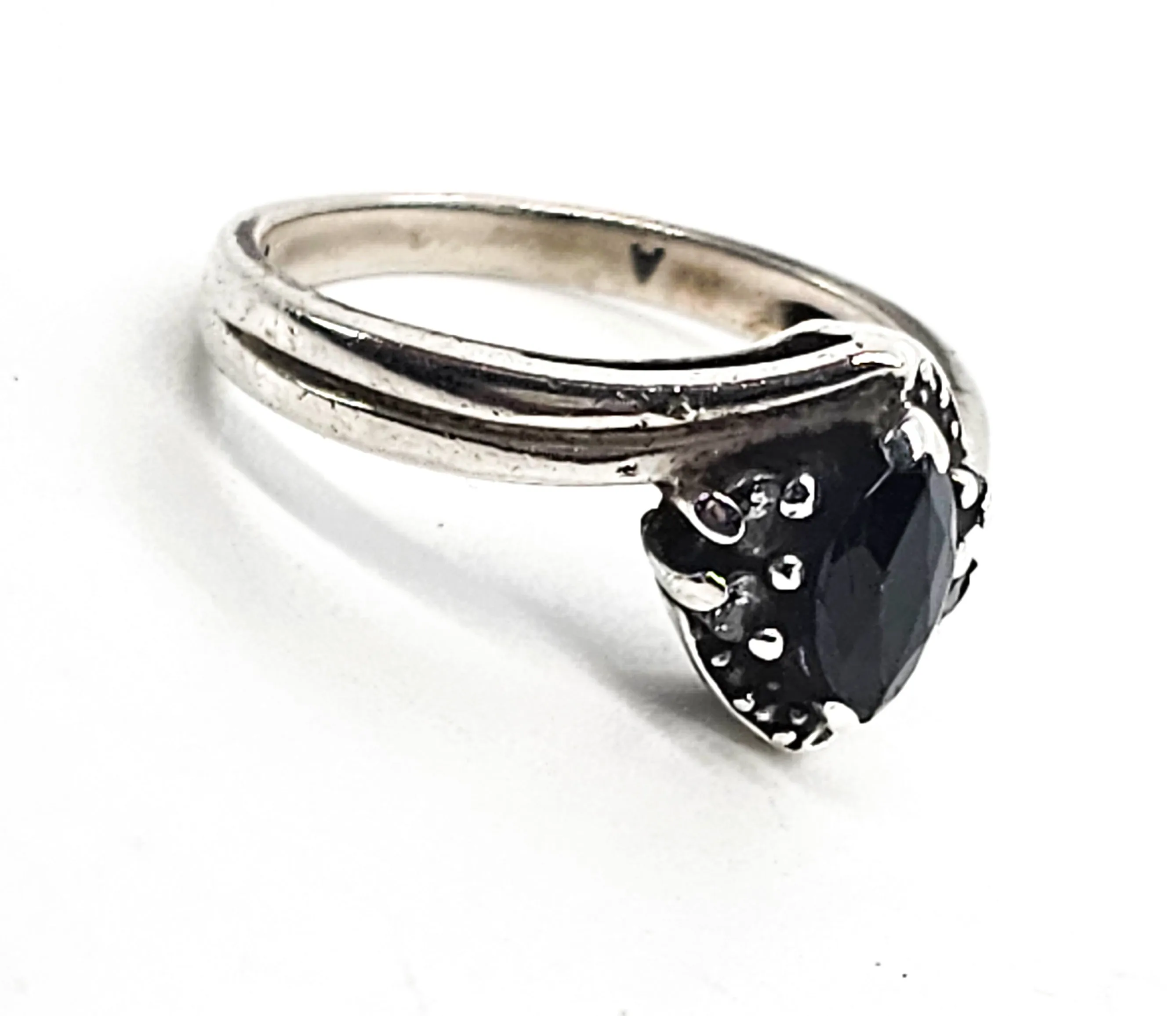 Black Sapphire CZ cubic zirconia retro sterling silver ring size 8