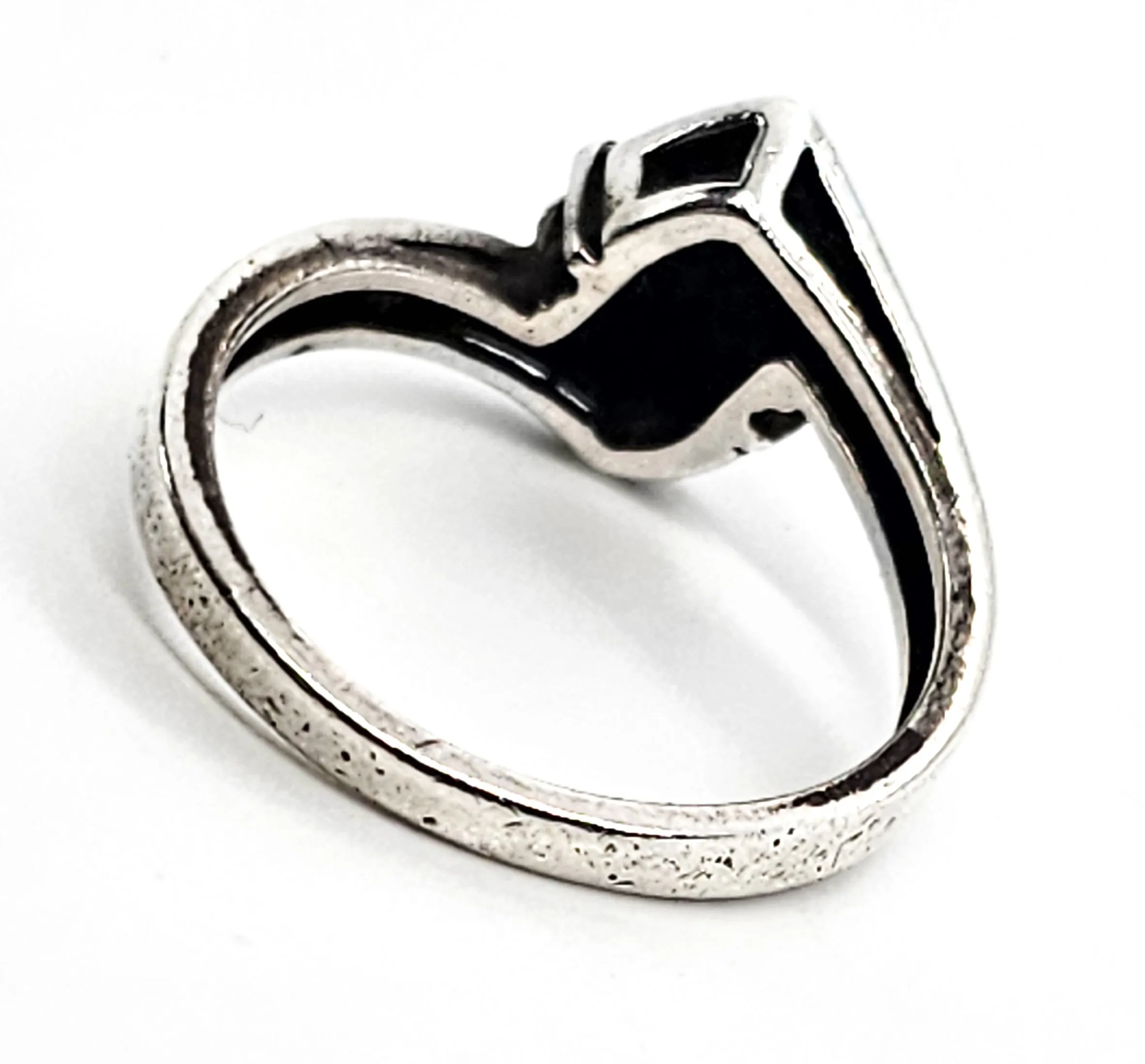 Black Sapphire CZ cubic zirconia retro sterling silver ring size 8