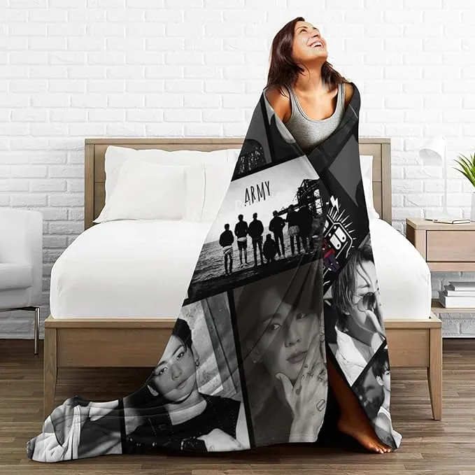 Blanket 50"X60" Soft and Comfortable Warm Fleece Throw Full Picture of Idol Group Blankets