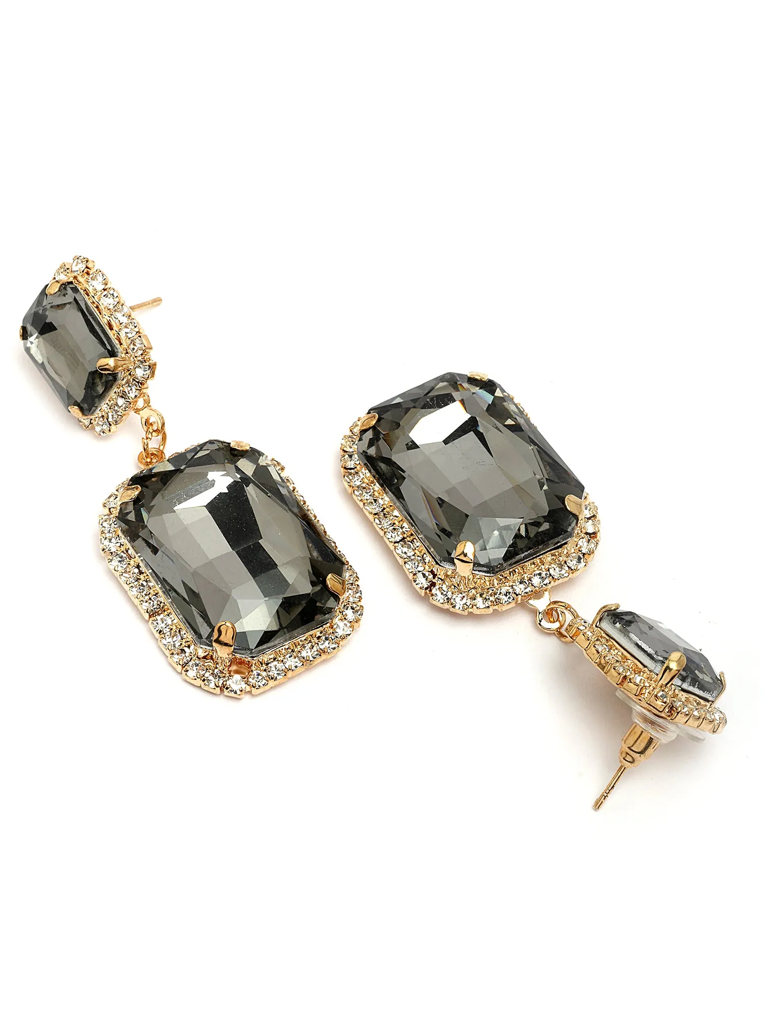 Bohey by KARATCART Gold-Plated Contemporary Black Drop Earrings for Women