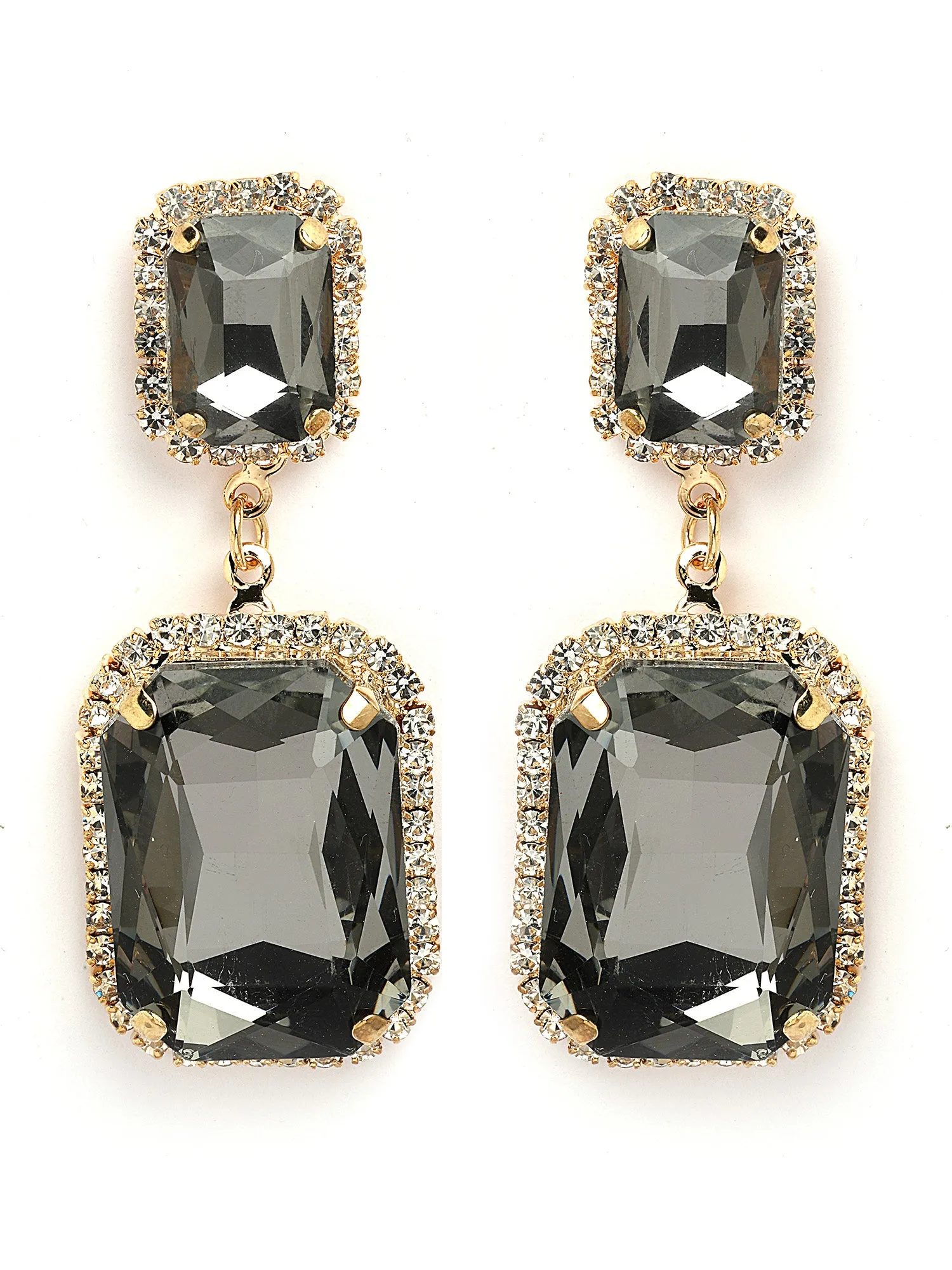 Bohey by KARATCART Gold-Plated Contemporary Black Drop Earrings for Women