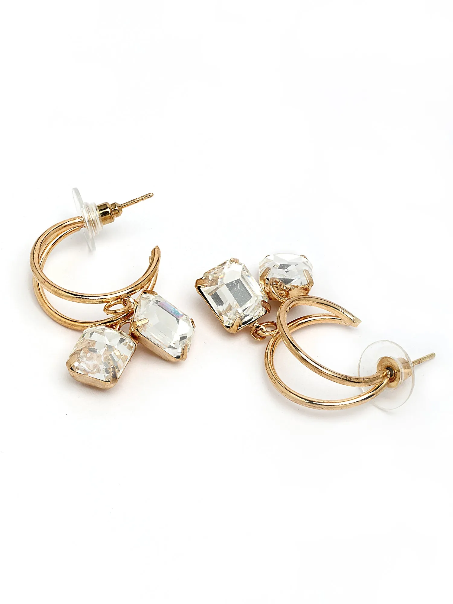 Bohey by KARATCART Gold-Plated Contemporary Gold Half Hoop Earrings for Women