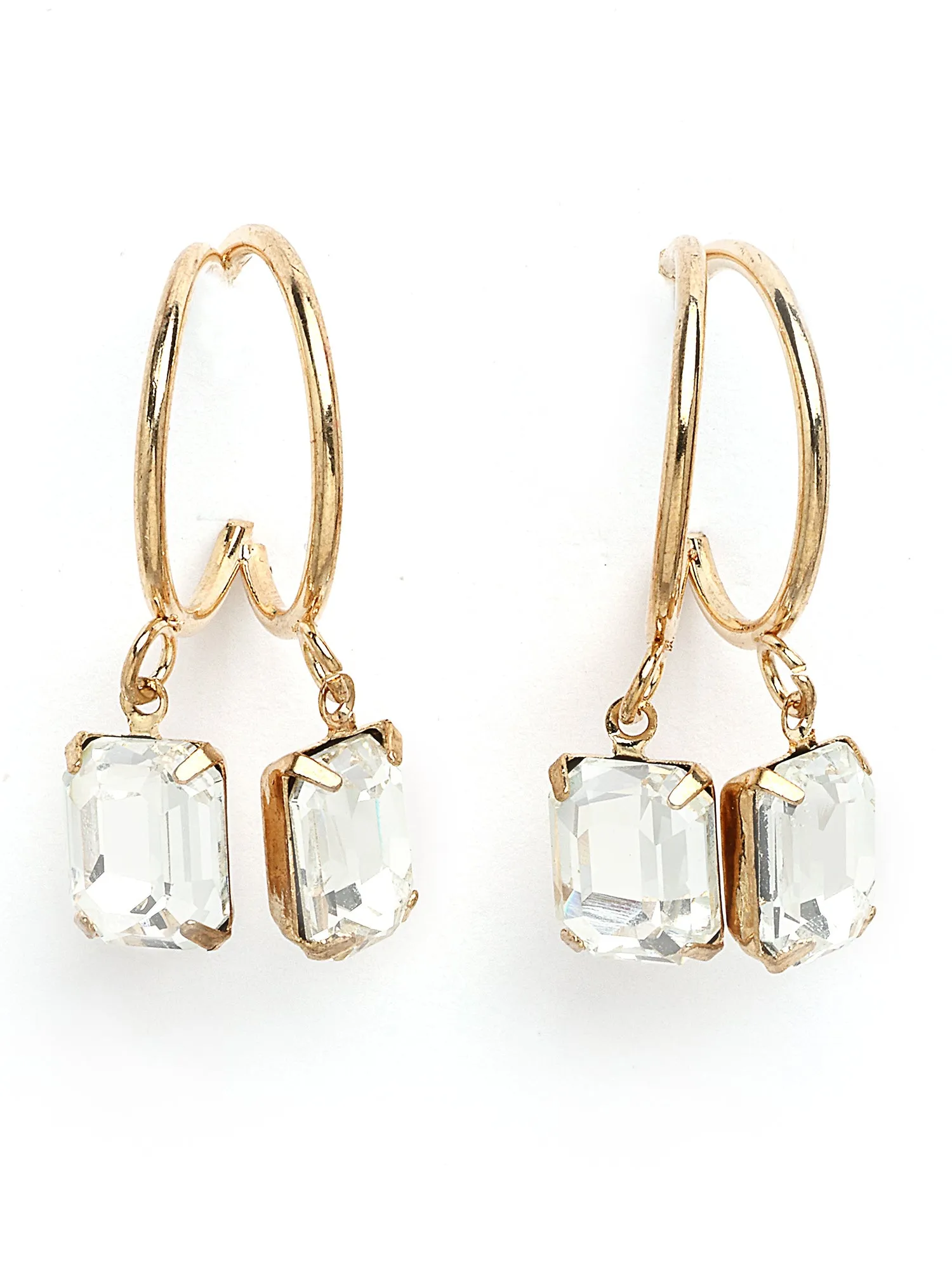 Bohey by KARATCART Gold-Plated Contemporary Gold Half Hoop Earrings for Women