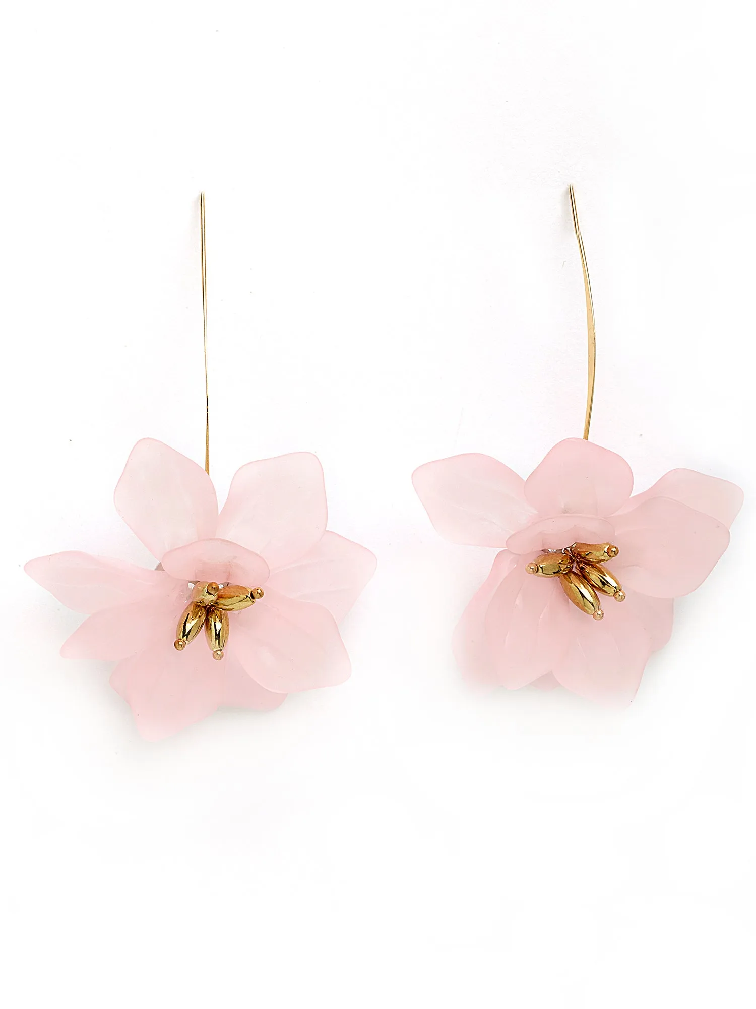 Bohey by KARATCART Gold-Plated Contemporary Pink Drop Earrings for Women
