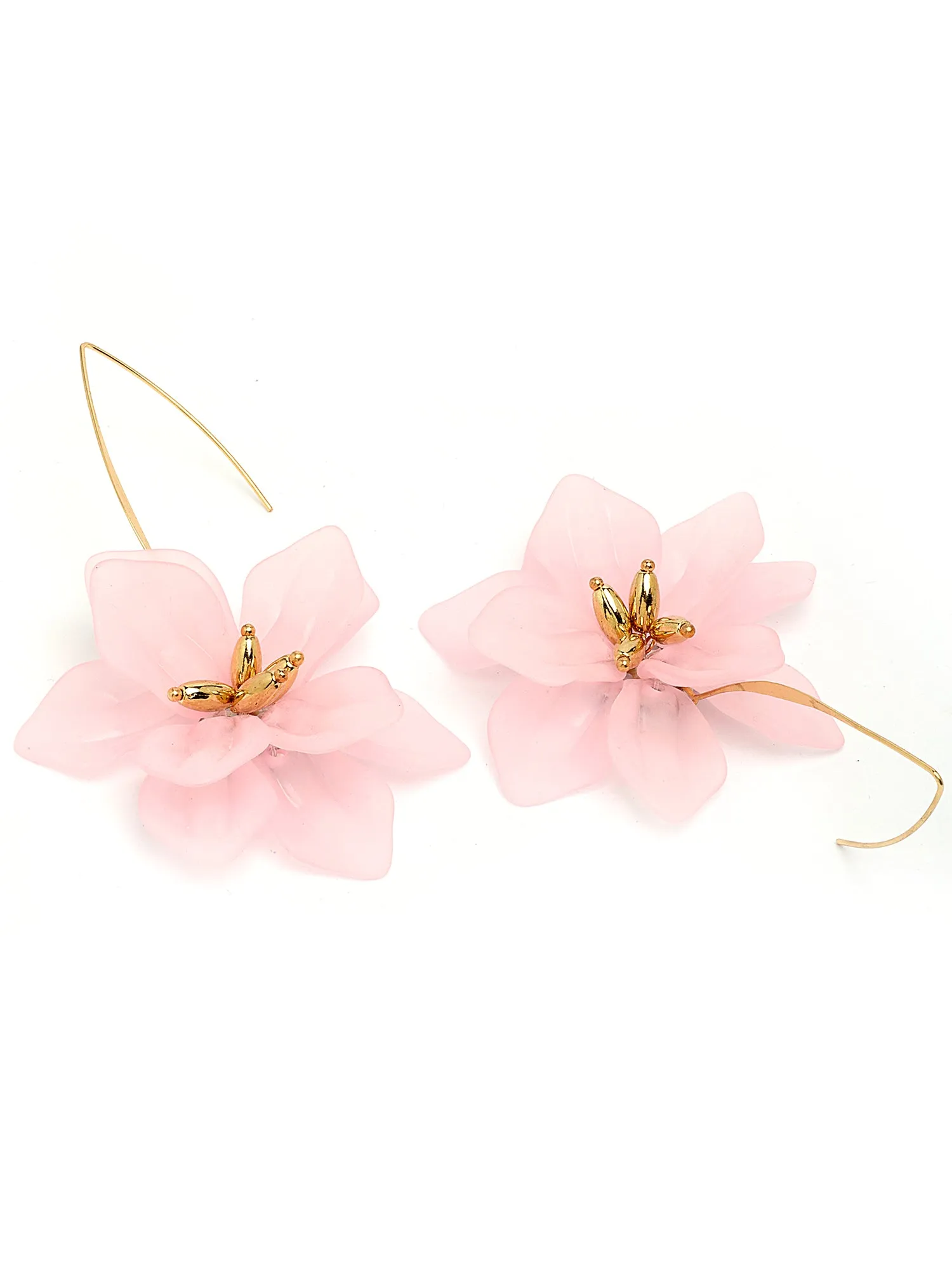 Bohey by KARATCART Gold-Plated Contemporary Pink Drop Earrings for Women