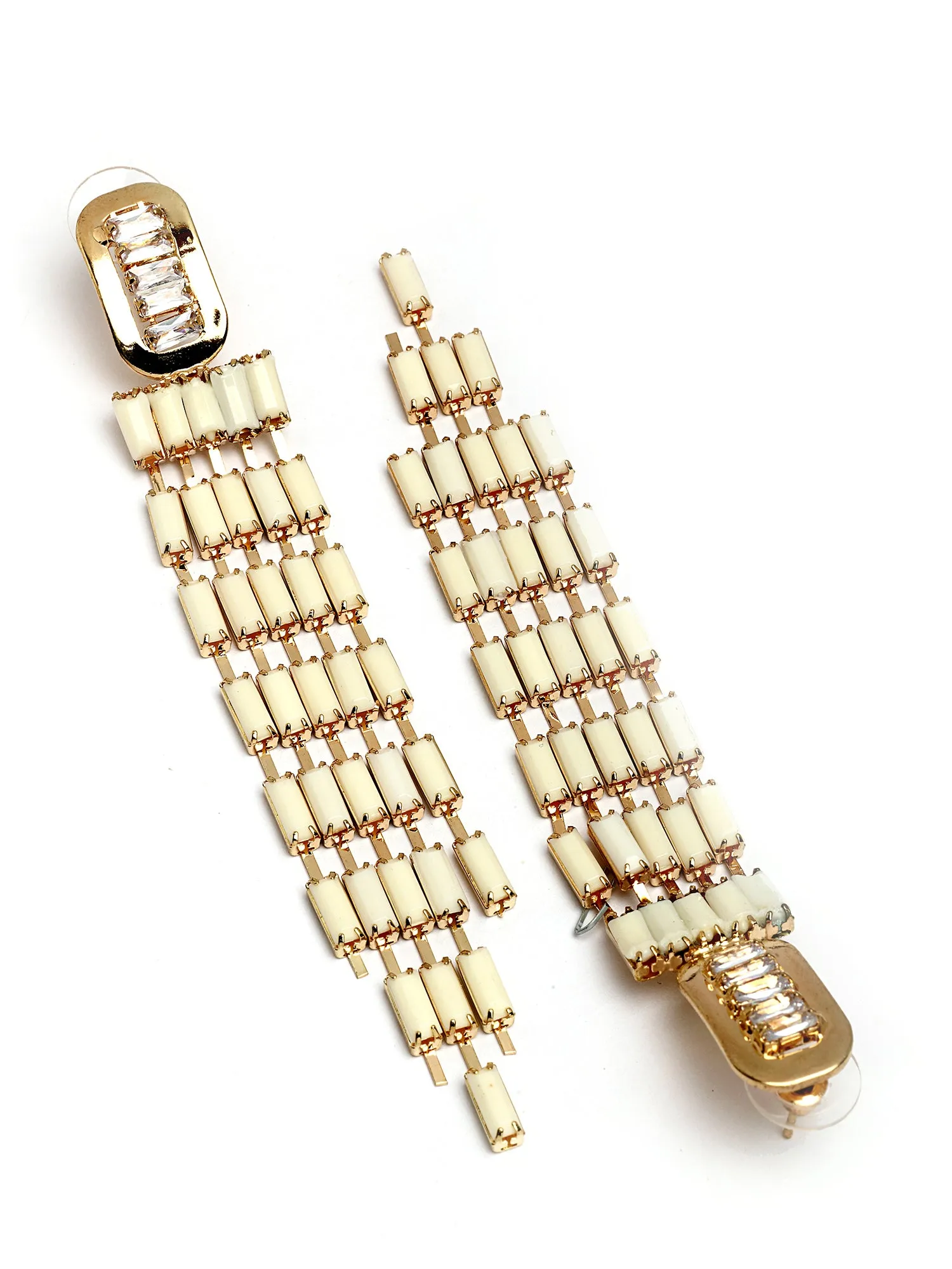 Bohey by KARATCART Gold-Plated Contemporary White Drop Earrings for Women