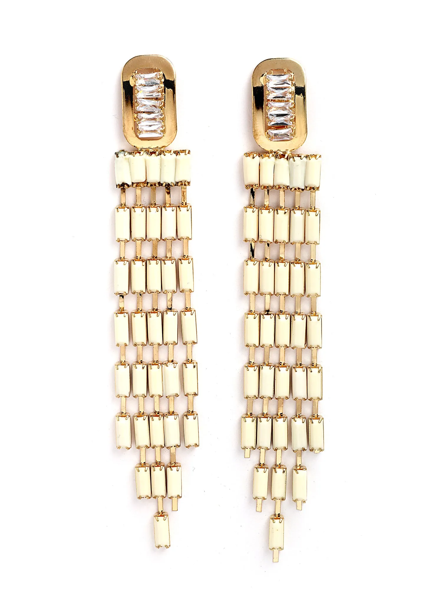 Bohey by KARATCART Gold-Plated Contemporary White Drop Earrings for Women