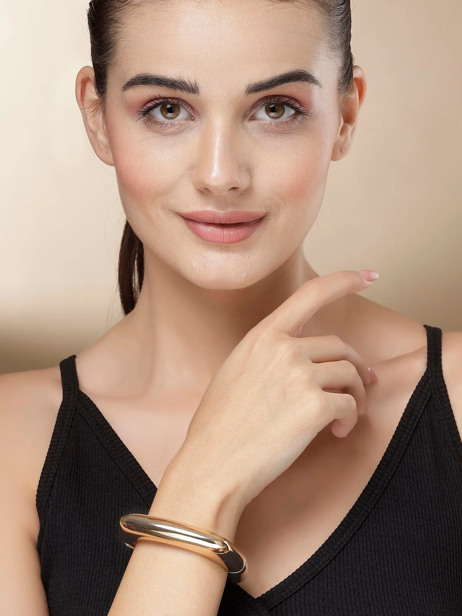 Bohey by KARATCART Gold Plated Designer Kada Bracelet for Women
